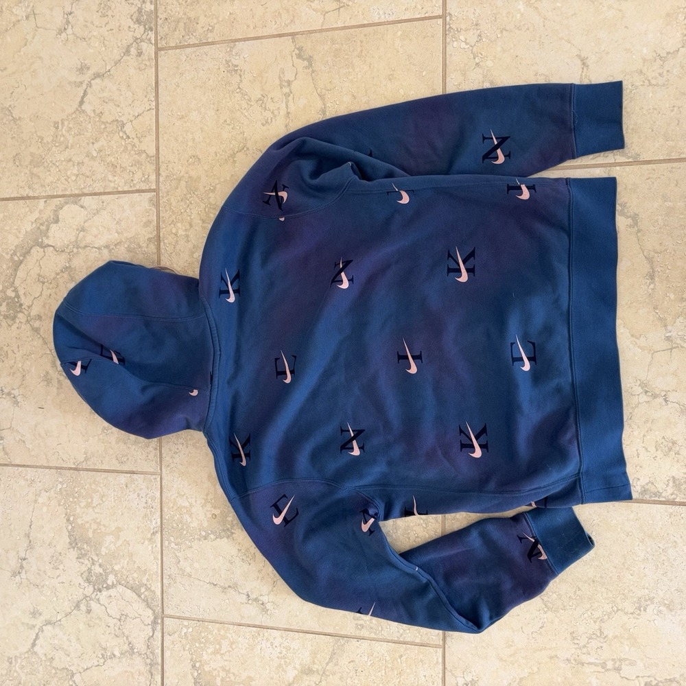Nike Hoodie Mens small Blue Club Fleece Allover Print Pullover DZ3046-407 Spots - Picture 2 of 6
